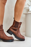 Leather Insulated Ankle Boots With Strap Brown Sergio Leone TR719-S