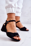 Suede Heel Sandals Lorisa Black 