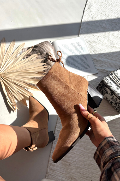 Women's Ankle Boots With Lacing Camel Halisse