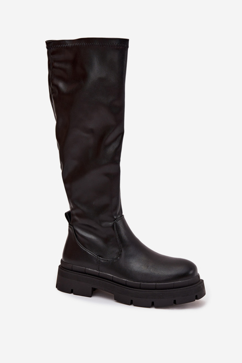 Women s platform boots made of eco leather black Marivelle