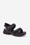 Ladies Sandals With Sequins With Velcro Black Gonev