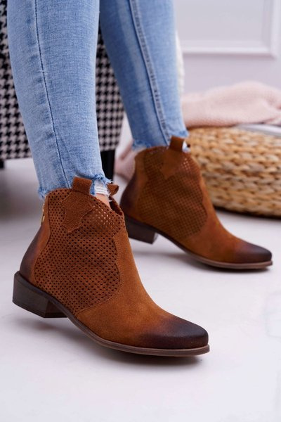 Women's Boots Brown Leather Exquisite 1166