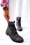 Damskie Botki Glany Workery Maciejka Czarno-Białe 01609-48