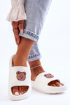 Light Women's Foam Slippers With Teddy Bear White Lia