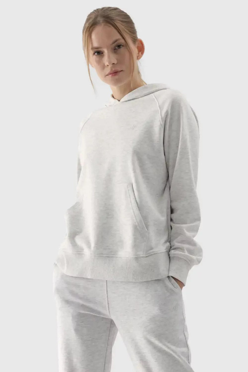 Dresowa Bluza Damska Z Kapturem Nierozpinana 4F 4FWMM00TSWSF1468-27M Szara