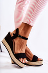 Suede Wedge Sandals Black Gabriela