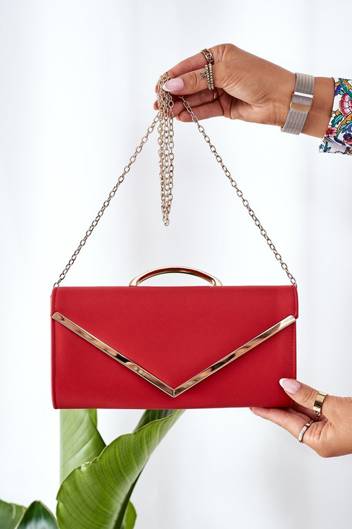Elegant Clutch Bag With Chain Red