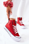 Trampki Wysokie Platforma Suwak Big Star Czerwone II274018