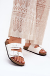 Women's Cork Platform Sandals With Buckle White Evisolla