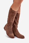 Boots With Openwork Shaft On Flat Heel Brown S.Barski HY51-860