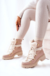 Leather Trapper Boots Tied Lewski Beige 3116