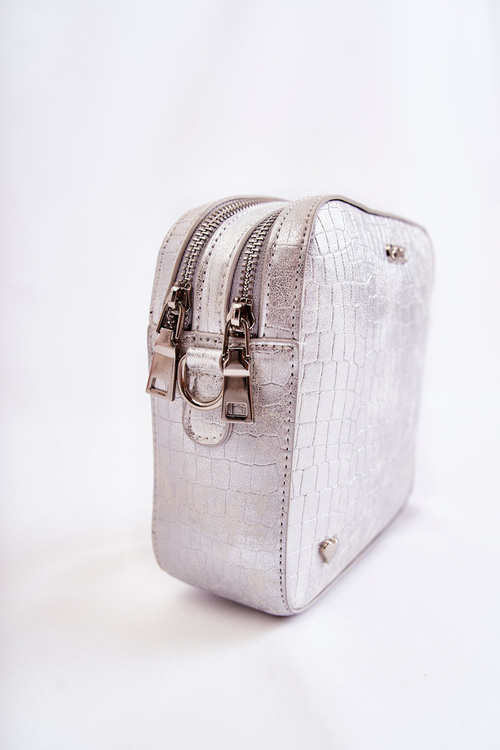 Leather Messenger Bag With Heart GOE ZNJ014 Silver