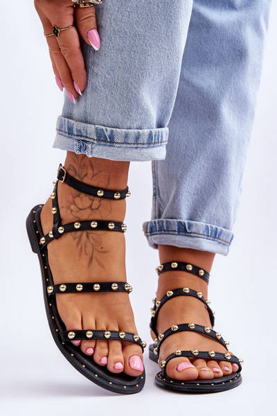 Women's Sandals With Decorative Studs Black Dorothy