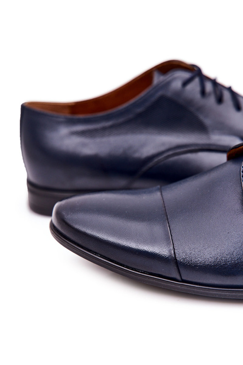 Men's Leather Moccasins With Black Sole BEDNAREK Navy