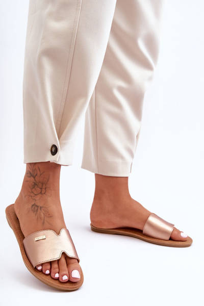 Women's Comfortable Slippers on Flat Heel Rose Gold Coraline