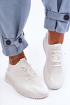 Buty Sportowe Damskie Wsuwane Materiałowe Białe Zauna C2002