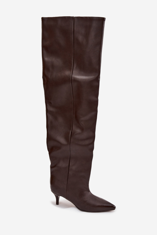 Slip-on Women's High Heel Boots Chocolate Ysolienne