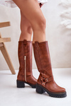 Leather Knee High Women's Boots Lewski 3432 Camel