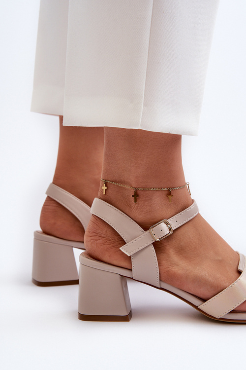 Women's High Heel Sandals in Faux Leather Sergio Leone SK894 Beige