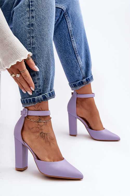 Leather High Heel Pumps Violet Salira 