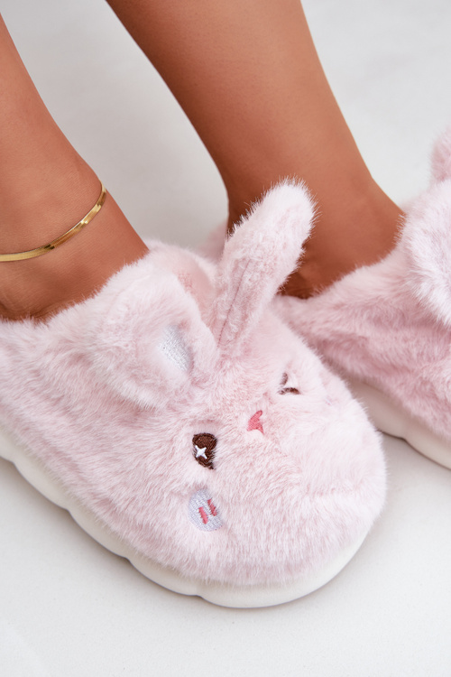 Damskie Futrzane Kapcie Z Motywem Króliczka Różowe Natasha