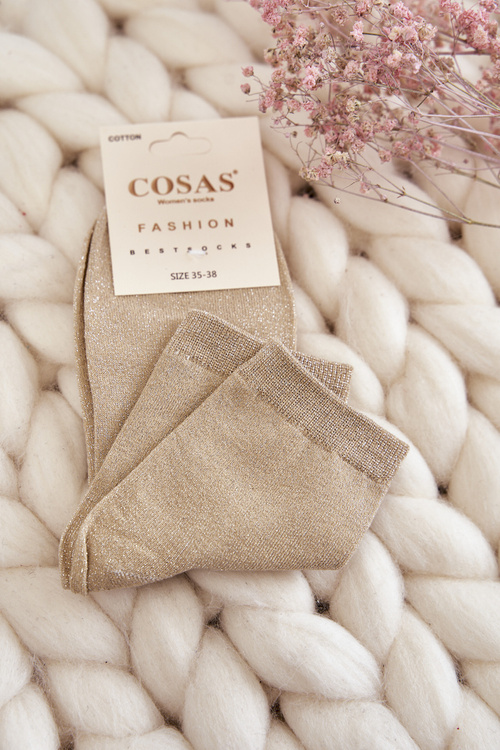 Women's Cotton Socks With Shiny Thread Cosas Beige