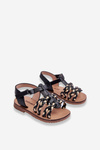 Children's Velcro Sandals With Stripes Black Sammy