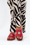 Flat Sandals With Cutouts And Decoration Fuchsia Bohalis