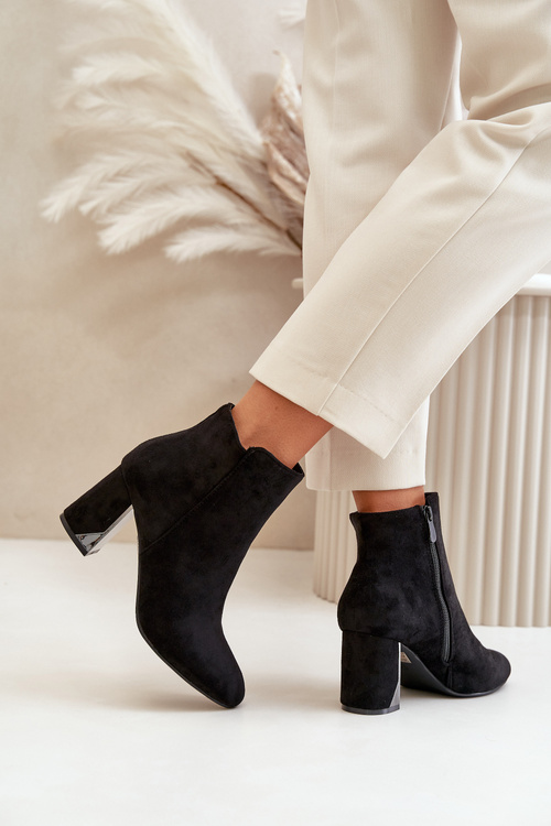 Insulated Ankle Boots With Block Heel And Mirror Element Black Silvare