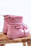 Warm Lace Up Snow Boots Pink Colina 