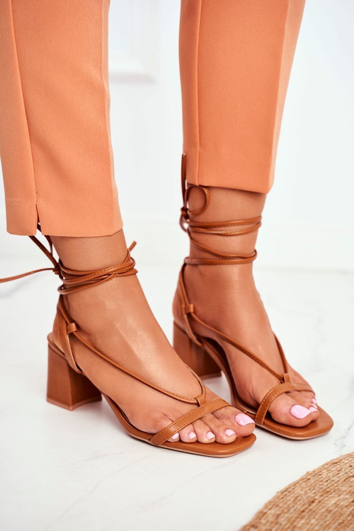 Women's Stiletto Sandals Tied Camel Morning