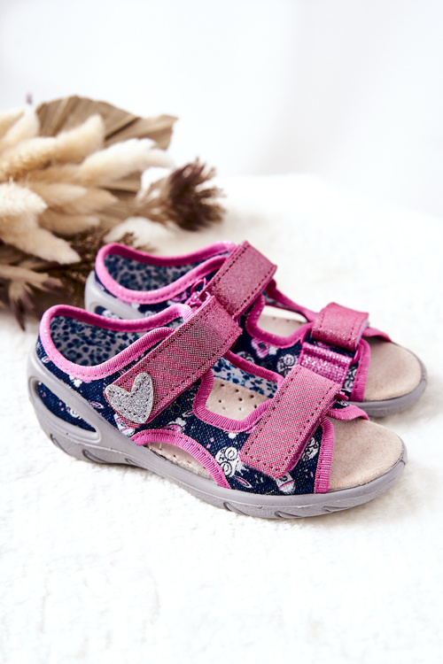 Befado Velcro sandals 065X151 Navy blue and pink