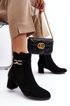 Women's Low Heel Boots with Ornament Black Numissa