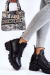 Women's Leather Boots With Decoration Black Maley