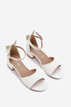 Shiny Girls Sandals With Low Heel White Ainare
