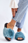 Women's Fur Slides Turquoise Kennet