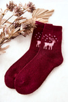 Warm Socks with Reindeer Cosas Maroon
