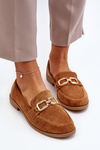Women's Suede Loafers with Flat Heel Camel Misal