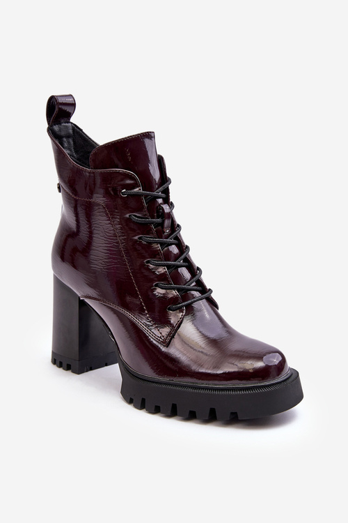 Women's Polished Heel Boots Lined Burgundy D&A MR870-54 