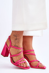 Leather Heel Sandals Fuchsia Florentina