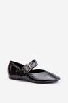 Lacquered Ballerinas With Strap Black Azirae