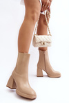 Women's platform and heel ankle boots in beige Stelares