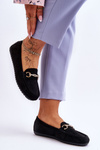 Classic Suede Loafers With Embellishment Black Amera
