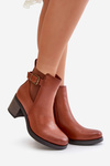Insulated Heeled Booties Eco Leather With Buckle Camel Eriliana