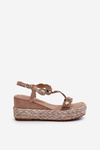 Women's Wedge Sandals with Braided Detail S.Barski MY291 Beige