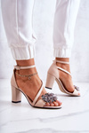 Women's Leather Sandals On High Heel Beige Torine