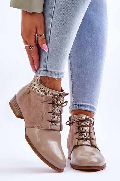 Leather Lace-Up Boots Maciejka 05953-04 Beige