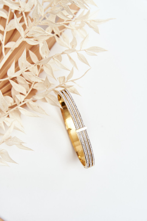 Bransoletka Stal Nierdzewna Cyrkonie Złota