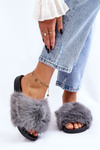 Women's Fur Slides Grey Kennet