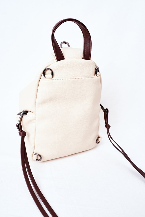 Women's Leather Backpack Purse 2in1 NOBO K3190 Light Beige